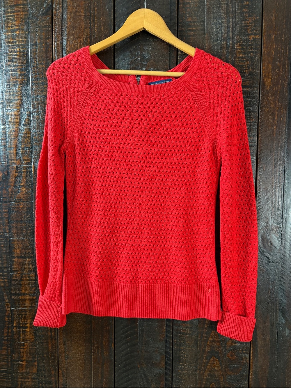 American Eagle Red Open Knit Sweater XS